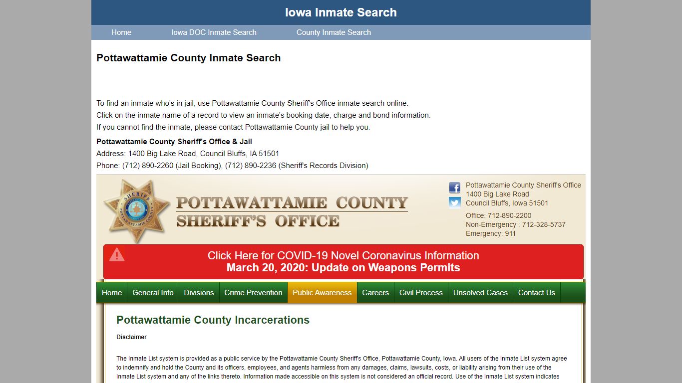 Pottawattamie County Inmate Search